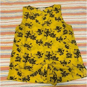 Michael kors tie front yellow and black top